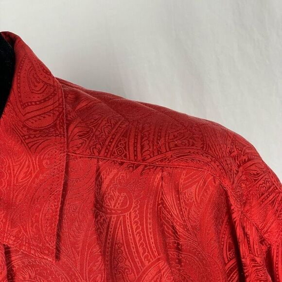 Silk Land Vintage 100% Silk Red Paisley Blouse - Women’s 10 - Picture 6 of 7